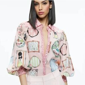 Alice + Olivia TIFFIE STACEFACE DRAMA SLEEVE BLOUSE sz S